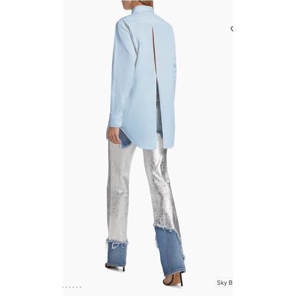 Brandon Maxwell Mira Split back button Down Shirt White Size 6 - Picture 6 of 6